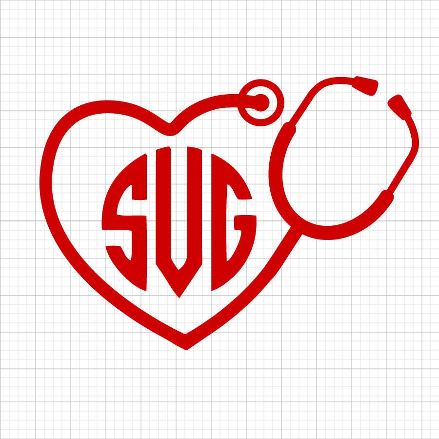 Heart Monogram Stethoscope SVG Clipart