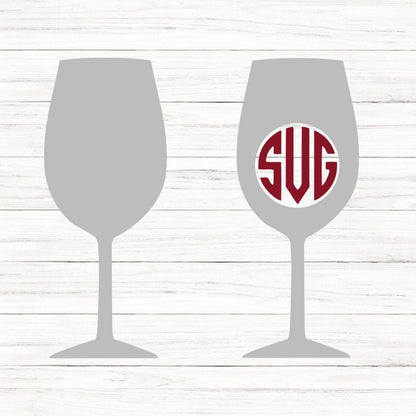 Wine Glass Monogram SVG Clipart