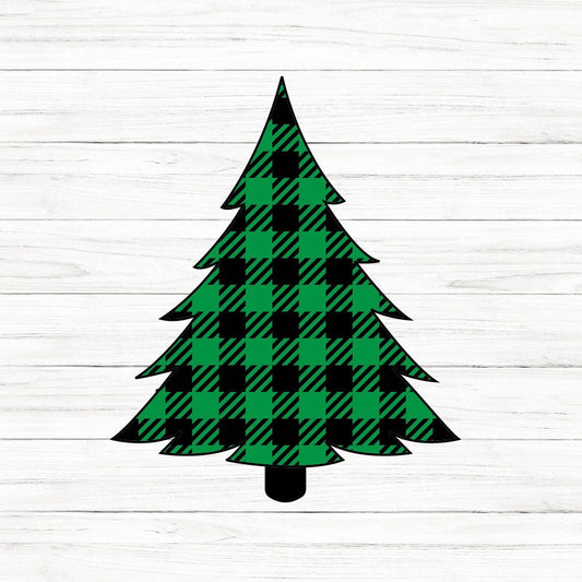 Buffalo Plaid Print Tree SVG Clipart
