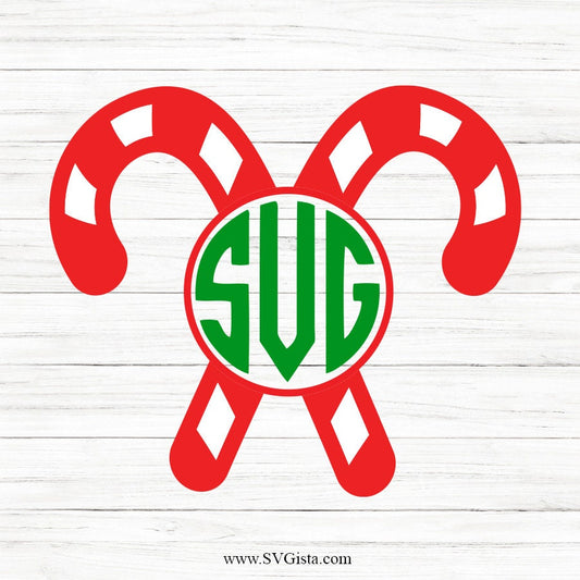 Candy Cane Monogram SVG Clipart