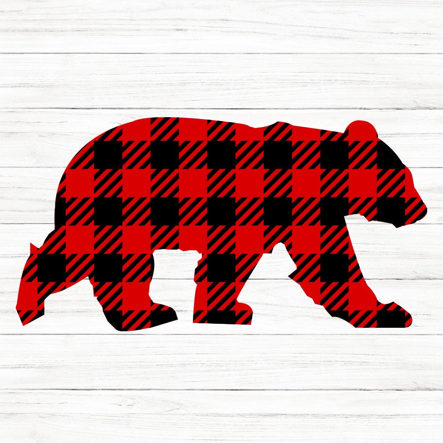 Buffalo Plaid Bear SVG